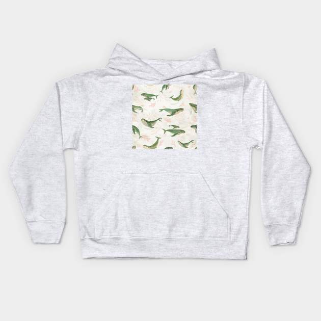 Humpback pod Kids Hoodie by katherinequinnillustration